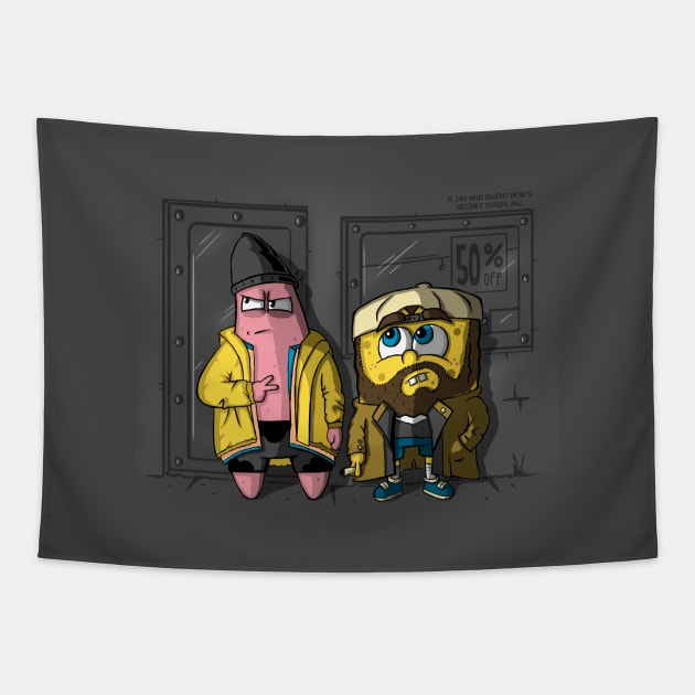 Pat and Silent Bob Squarepants Tapestry by IdeasConPatatas