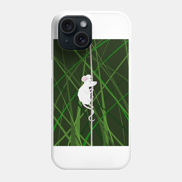 Cartoon Mouse Climbing in Grass Phone Case by mailboxdisco