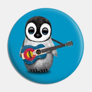 Baby Penguin Playing Colorado Flag Guitar Pin