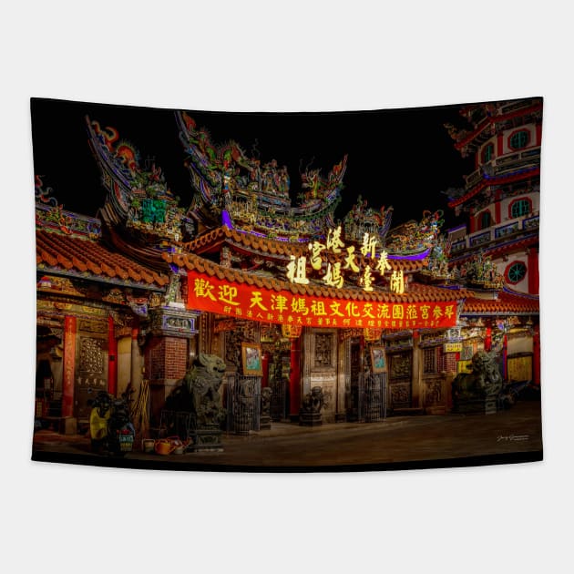 TEMPLE (color)Chiayi Township, Xingang, Tiawan Tapestry by JerryGranamanPhotos71