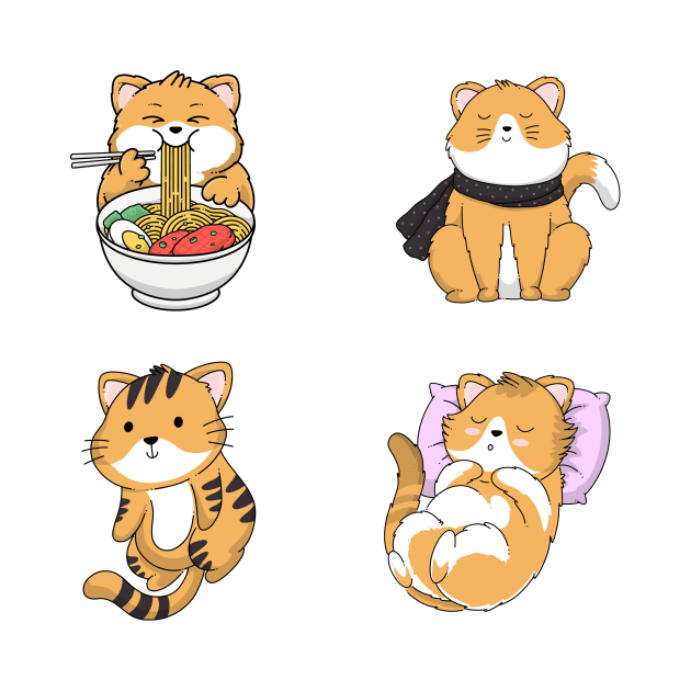 Funny Cute Cat Sticker Pack for cat lover by jodotodesign