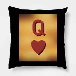 Golden Queen Of Hearts Card Pillow