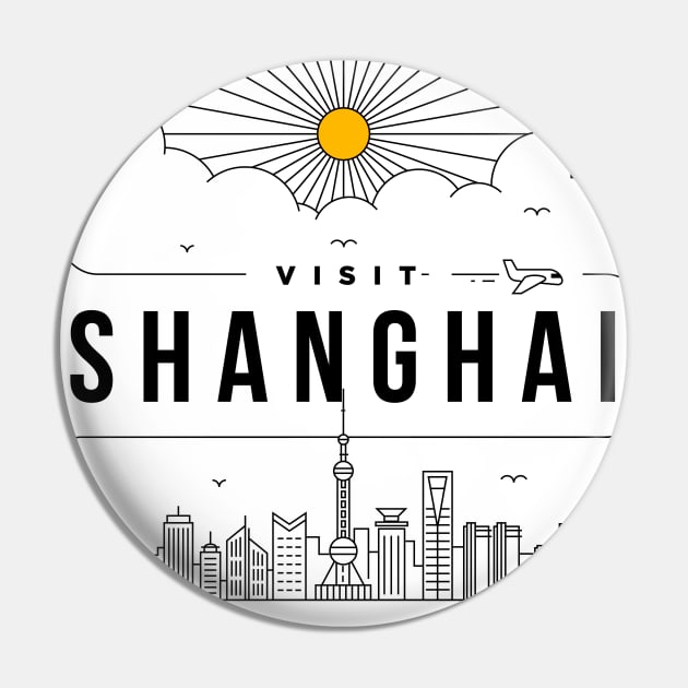 Shanghai Minimal Lineal Poster Pin by kursatunsal