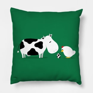 Cow and chick and an egg Pillow