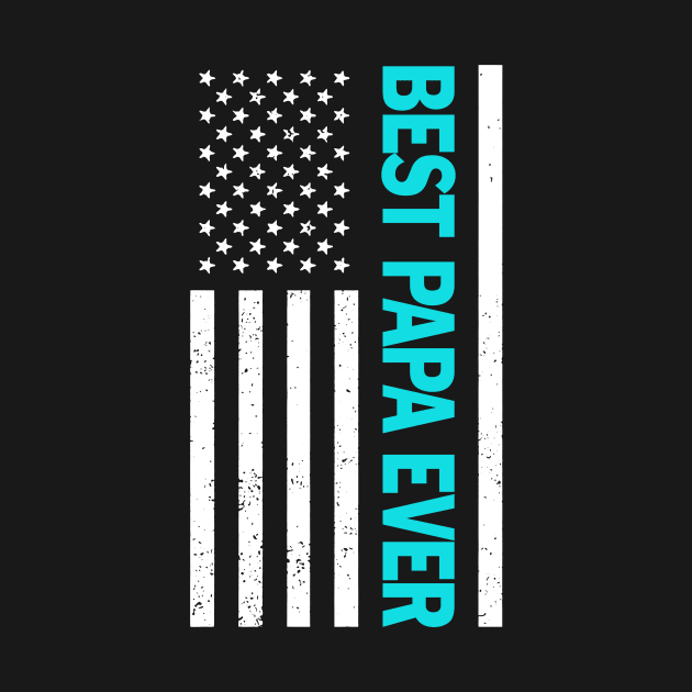 Best Papa Ever American Flag Happy Father's Day by Red and Black Floral