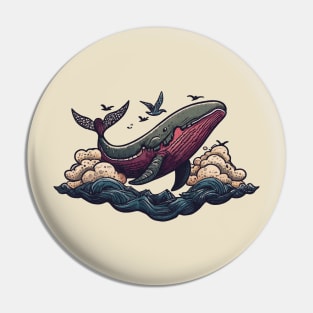 Whale flying in the clouds Pin