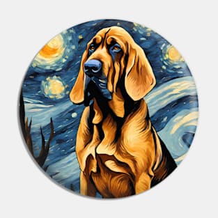 Bloodhound Dog Breed Painting in a Van Gogh Starry Night Art Style Pin