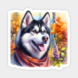 Siberian Husky in Fall Magnet