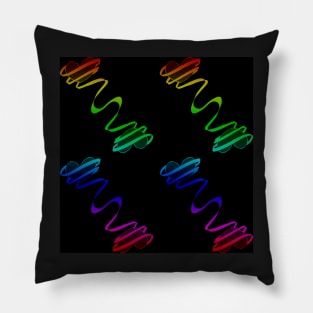 Rainbow Hearts And Ribbons With Black Background Pillow