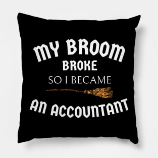 my broom broke so I became an accountant Pillow