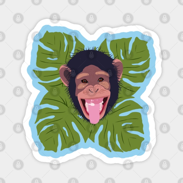 Happy Monkey Magnet by ElviaMontemayor