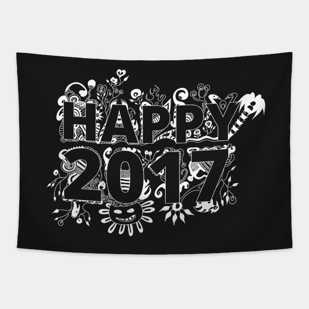 Happy 2017 - Happy new Year Tapestry by foxycated