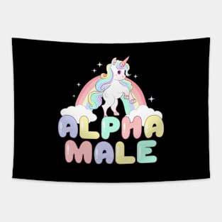 Alpha Male Funny Unicorn y2k Aesthetic 90s Vintage Graphic Tapestry