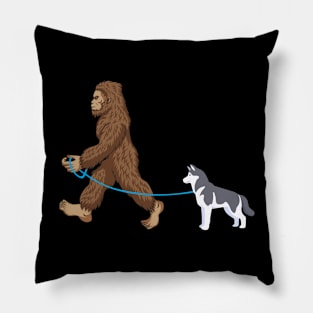 Bigfoot Dog Walk Siberian Husky - Sasquatch Dog Lovers Pillow