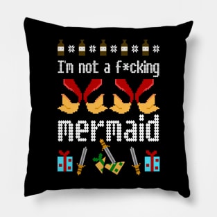 Happy Christmas and BTW, I'm Not a F'ing Mermaid! Pillow