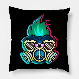 Punky Gas Mask - Red and Blue Ed. Pillow