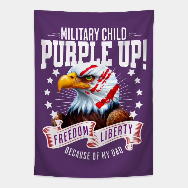 Military Kids - Purple-Up 2023 Holiday - Military Dad Tapestry by alcoshirts