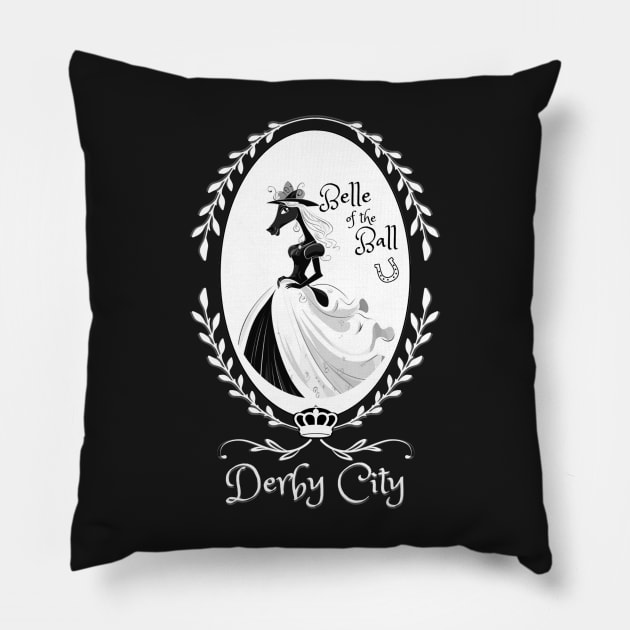 Derby City Collecction: Belle of the Ball 1 (Black) Pillow by TheArtfulAllie