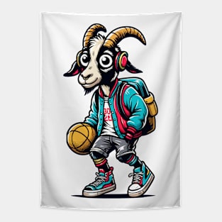 funny goat basketball Tapestry