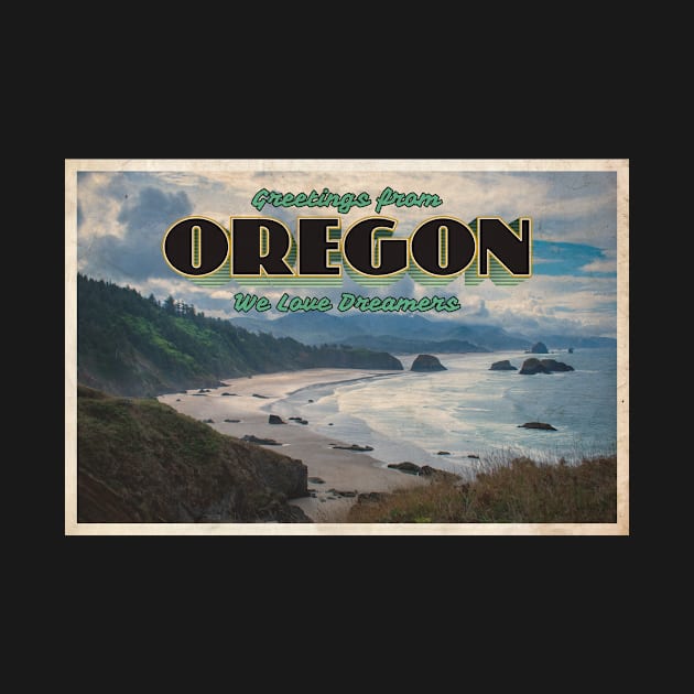 Greetings from Oregon - Vintage Travel Postcard Design by fromthereco