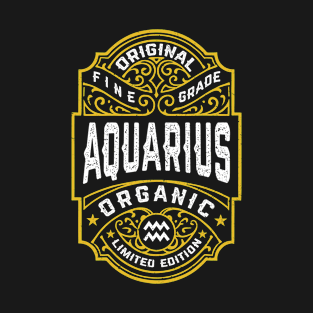 Aquarius Zodiac Sign Vintage Whiskey Label Funny Horoscope T-Shirt