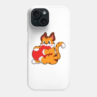 Tiger cat at Love with Heart Phone Case