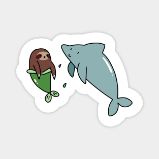 Dolphin and Mermaid Sloth Magnet