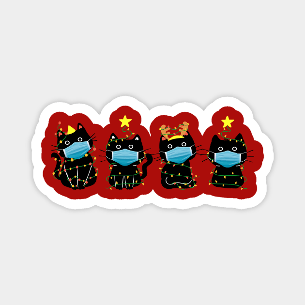 Funny Christmas Cats in Face Masks Magnet by epiclovedesigns