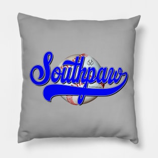 Southpaw Baseball Blue Pillow