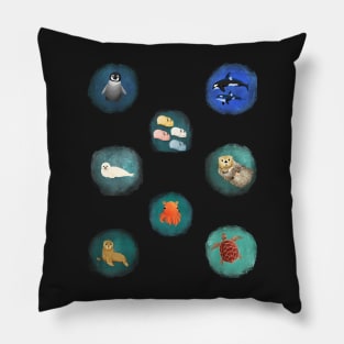 Sea Life 1 - Watercolor Print Pillow