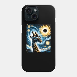 Towering Eclipse View: Giraffe Silhouette Watching Solar Phenomenon Shirt Phone Case