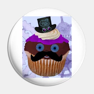 Steampunk Mustache Cupcake Pin