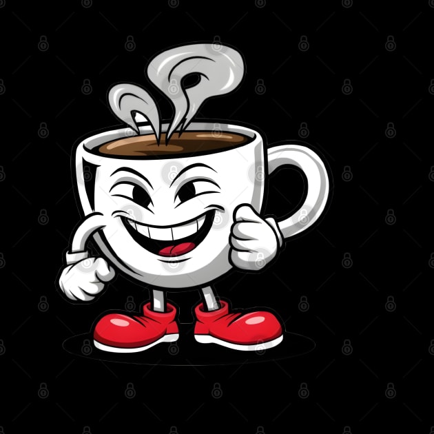 Funny Coffee Cup Laughing image print by LENTEE