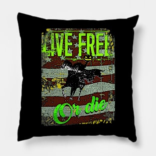 Live Free American Flag Headless Horsemen Pillow