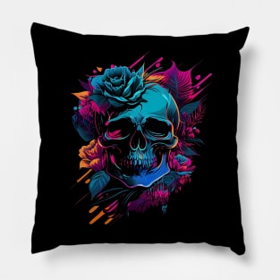 Floral Skull Pillow