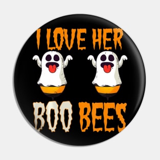 I Love Her Boo Bees Matching Couples Halloween Costume Pin