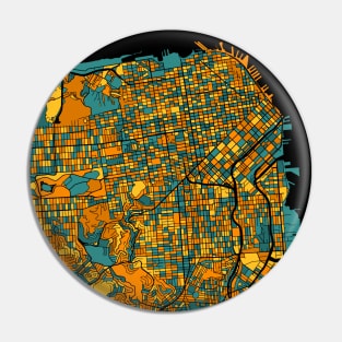 San Francisco Map Pattern in Orange & Teal Pin