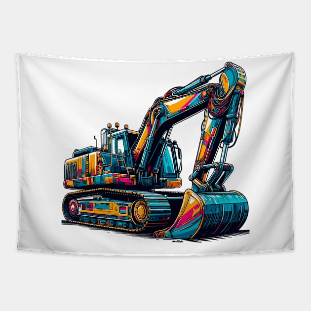 Excavator Tapestry by Vehicles-Art