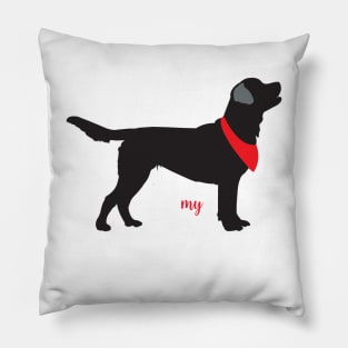 Black Lab Pattern in Blue Black Labs with Hearts Dog Patterns Pillow