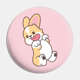 Cute Corgi Tongue Out Belly Rub Pin