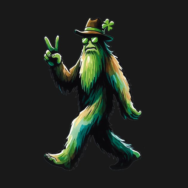 St. Patrick's Day - Irish Green Yeti Flashing Peace Sign by ImaginativeInkPOD