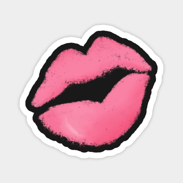 Fun pink lipstick kiss print Magnet by katevcreates