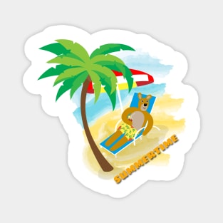 Summertime - Bear at the beach Magnet