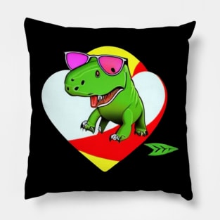 I Steal Hearts Valentines Day T-Rex Dinosaur Pillow