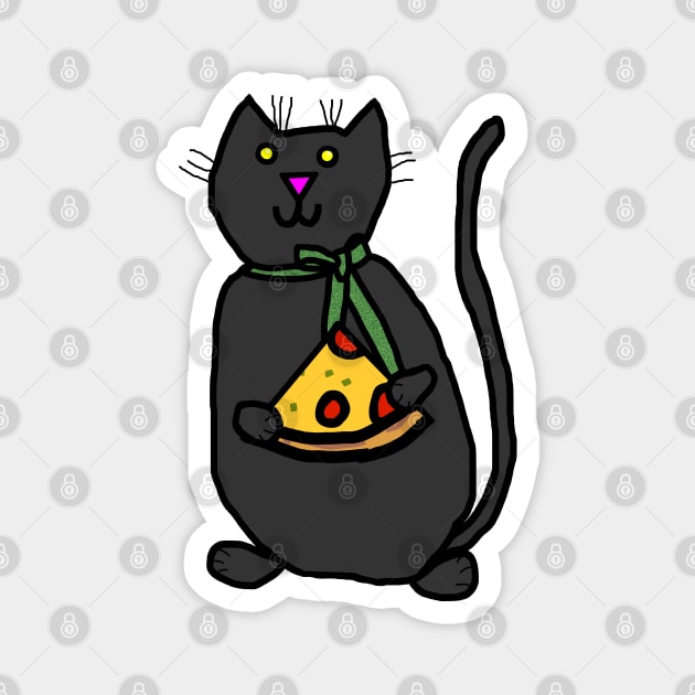 Cute Cat and Pizza Slice Magnet by ellenhenryart