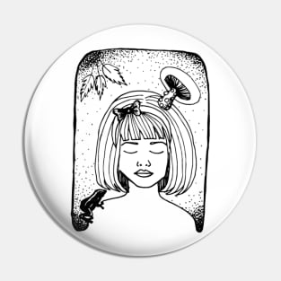 Nature Girl Illustration Pin