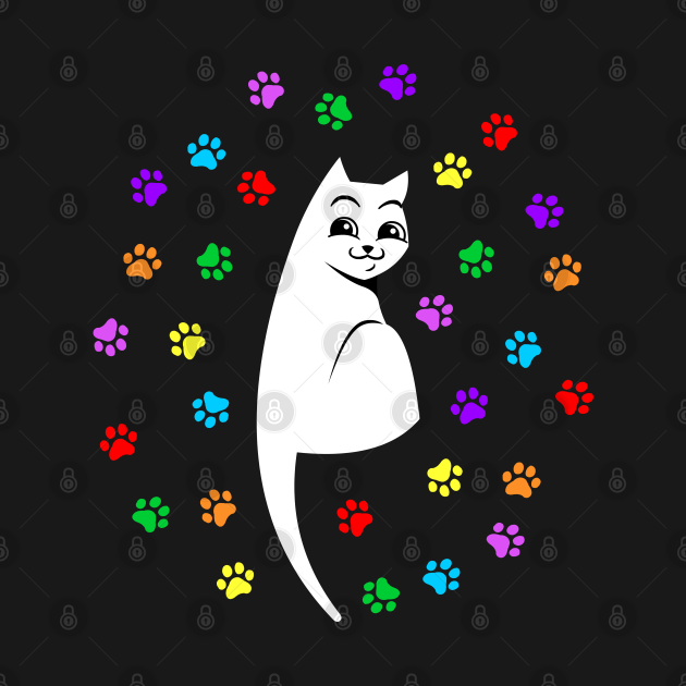 Cat Playing Paint Paws Funny Cats TShirt TeePublic