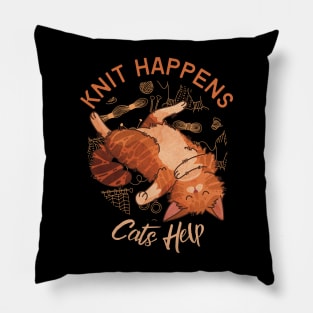 Knit Happens, Cats Help - Red Cat Pillow