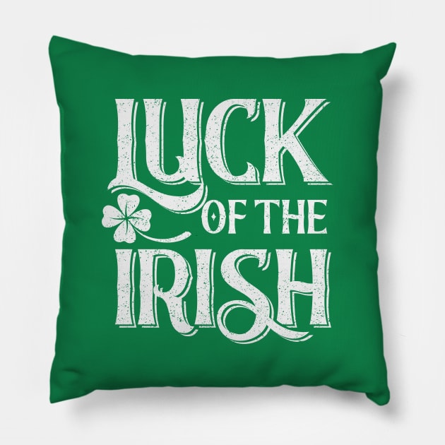 Saint Patrick Luck of the Irish White Vintage Pillow by Wolfkin Design
