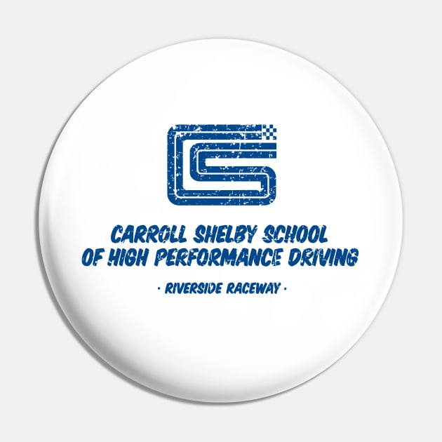 1962 Carroll Shelby School of High Performance Driving  - blue distressed print Pin by retropetrol